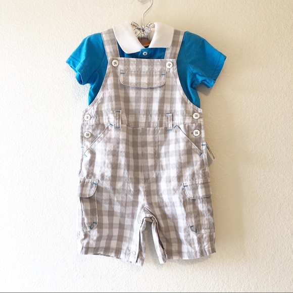 First Impressions Other - First Impressions | Boys Gingham Overall and Shirt